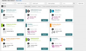 Käyttäjälle julkaistut harjoitteet