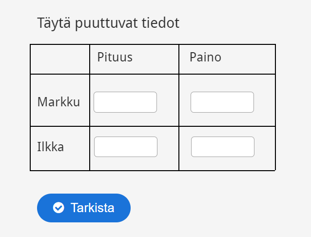 Table fill example