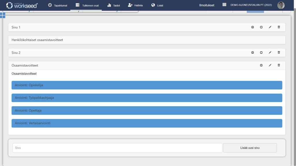 Osaamistavoitteiden muokkaus