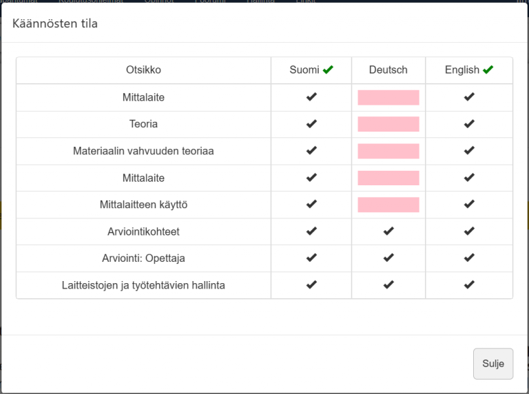 monikielinen verkkokurssi ja versioiden hallinta Workseed -oppimisympäristössä