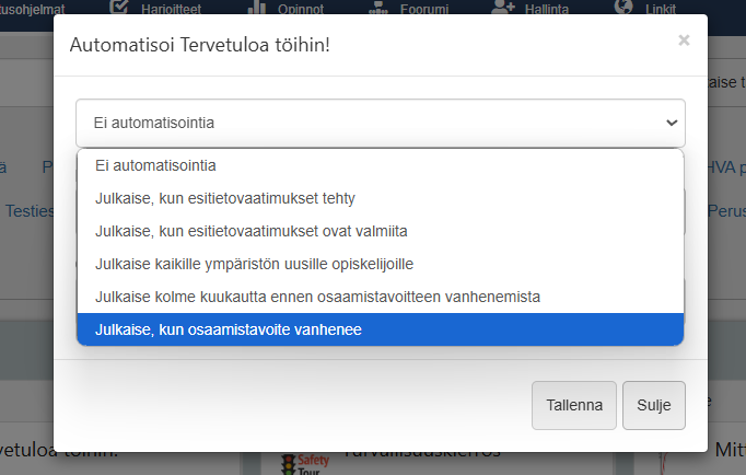 julkaisun automaatio