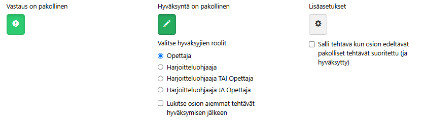Tehtavien asetukset