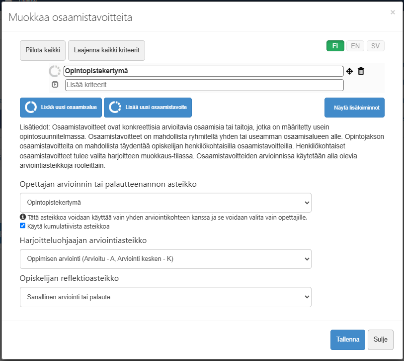 op arviointiasteikko
