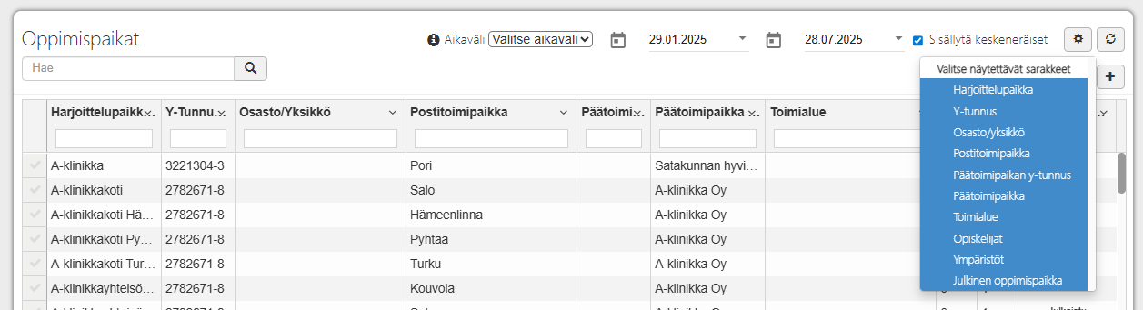 Oppimispaikkarekisterin käytettävyyden parannus
