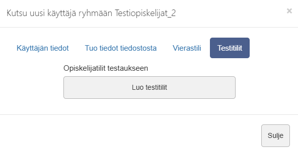 testitilien luominen