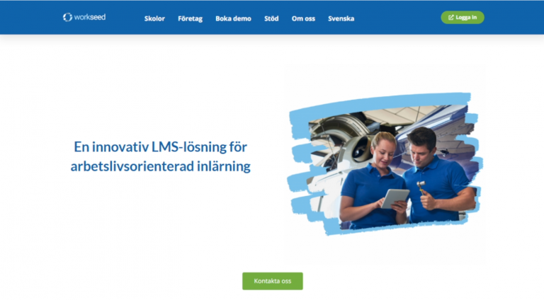 Skärmdump av Workseed webbplats