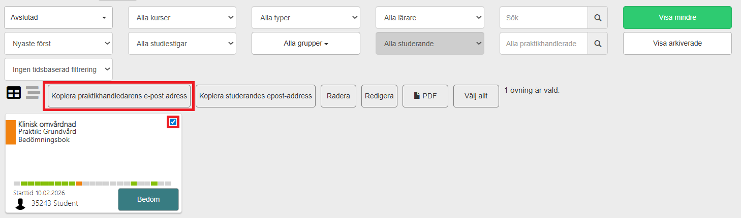 Kopiera handledares epost