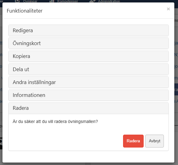 Övningens inställningar