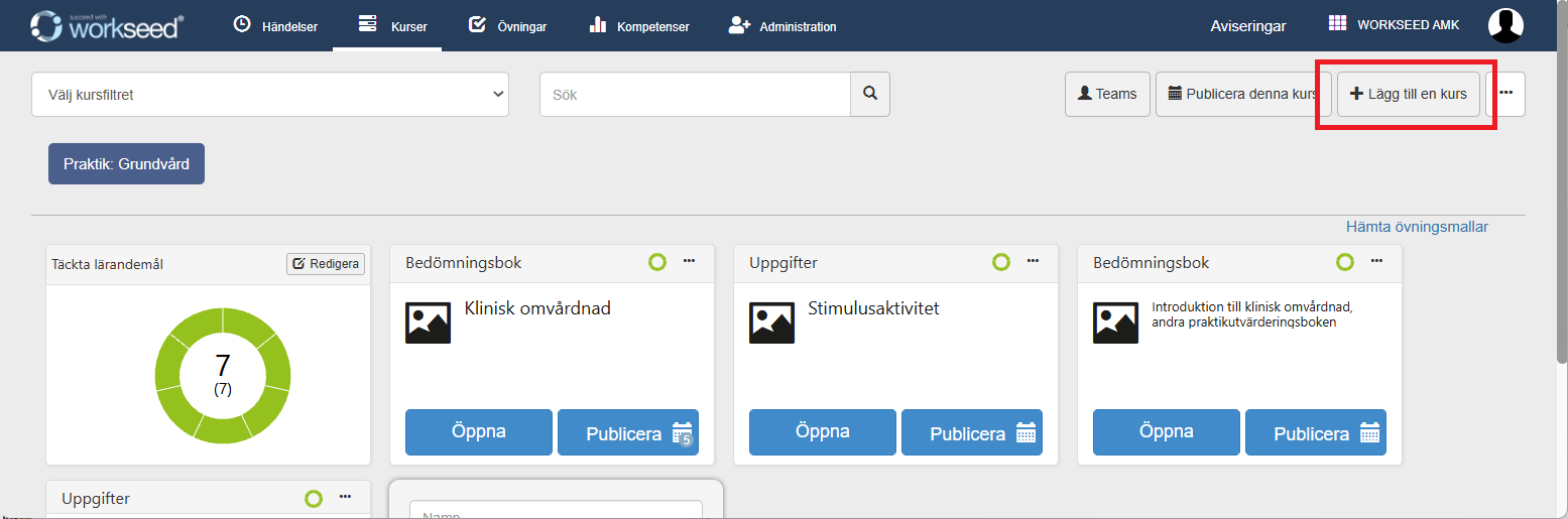 Lägg till en ny kurs