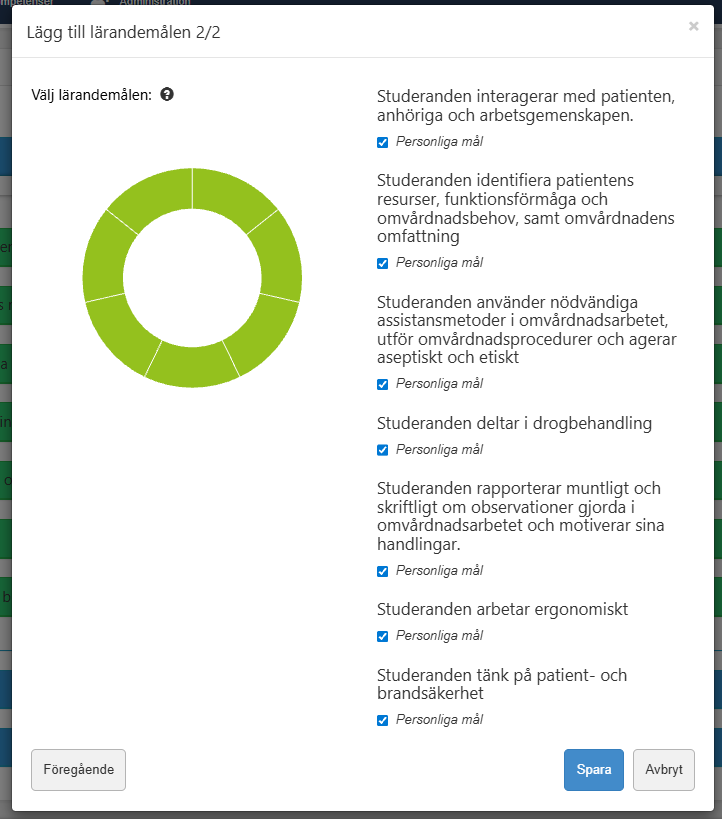 Koppla övning till specifika lärandemål