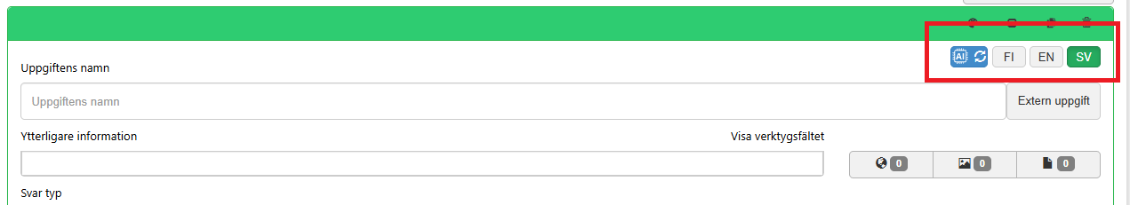 Knapparna för att flytta sig mellan språkversioner