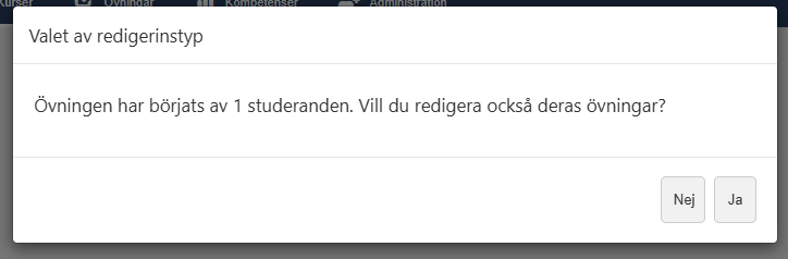 Påbörjade övningar