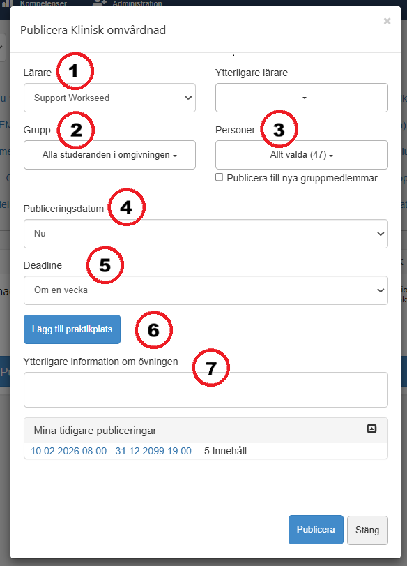 Publiceringens inställningar