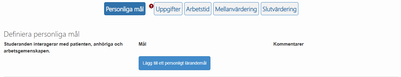 Välj personliga mål