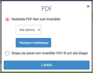 välj sidorna för pdf