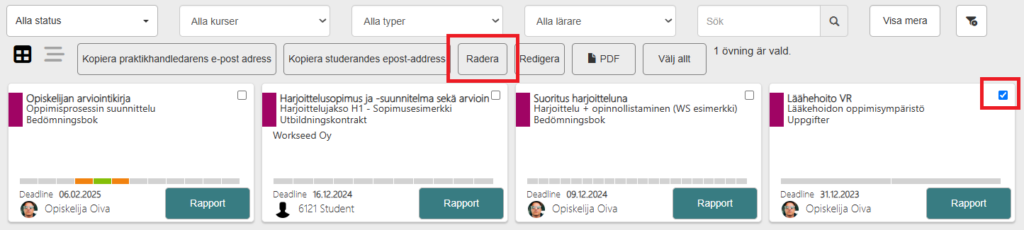 Radera ovning 1