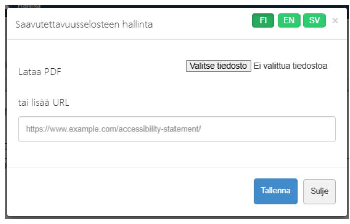 Saavutettavuusselosteen hallinta 1